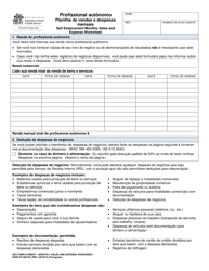 DSHS Form 07-098 Self Employment Monthly Sales and Expense Worksheet - Washington (Portuguese)