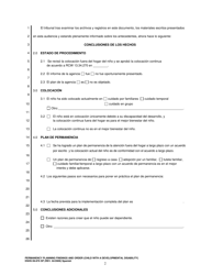 DSHS Formulario 09-876 SP Planificacion De Permanencia Conclusiones Y Orden (Nino Con Discapacidad Del Desarrollo) - Washington (Spanish), Page 2