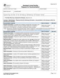 DSHS Form 10-360 Attachment B Boarding Home Request for Documentation - Assisted Living Facility Request for Documentation - Washington