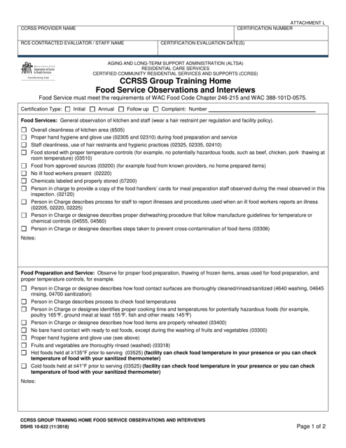 DSHS Form 10-622  Printable Pdf