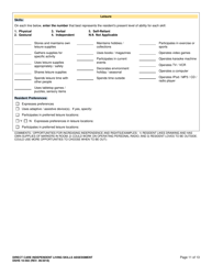 DSHS Form 10-592 Comprehensive Functional Assessment of Direct Care Independent Living Skills - Washington, Page 11
