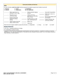 DSHS Form 10-592 Comprehensive Functional Assessment of Direct Care Independent Living Skills - Washington, Page 12
