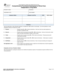 DSHS Form 10-592 Comprehensive Functional Assessment of Direct Care Independent Living Skills - Washington