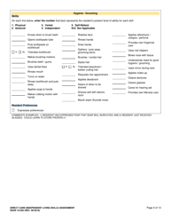 DSHS Form 10-592 Comprehensive Functional Assessment of Direct Care Independent Living Skills - Washington, Page 5