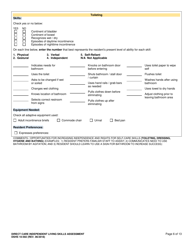 DSHS Form 10-592 Comprehensive Functional Assessment of Direct Care Independent Living Skills - Washington, Page 6