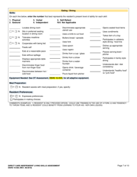 DSHS Form 10-592 Comprehensive Functional Assessment of Direct Care Independent Living Skills - Washington, Page 7