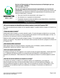DSHS Formulario 14-264 SP Solicitud De Equipo De Telecomunicacion - Washington (Spanish), Page 2