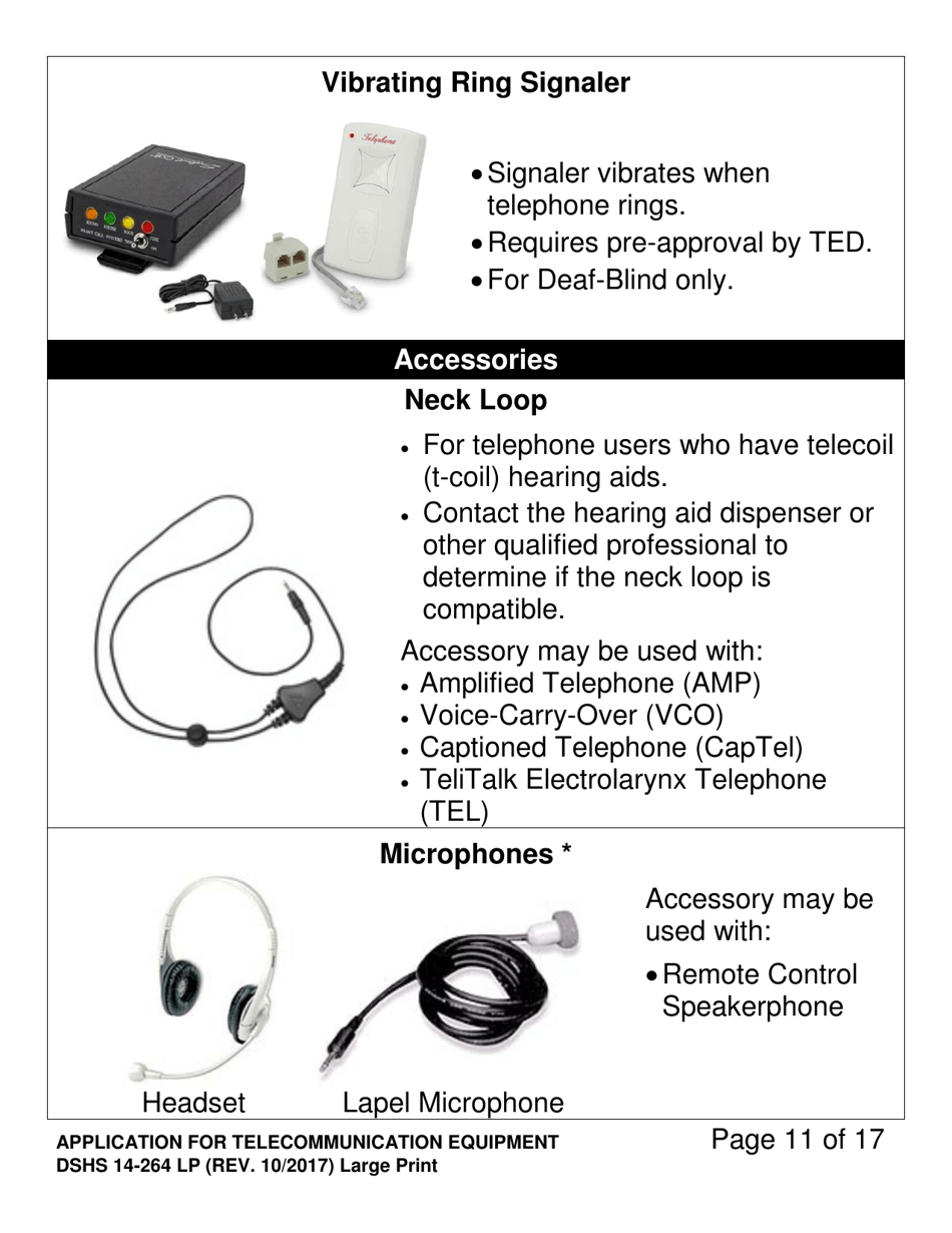 DSHS Form 14-264 LP Application for Telecommunications Equipment - Washington, Page 11