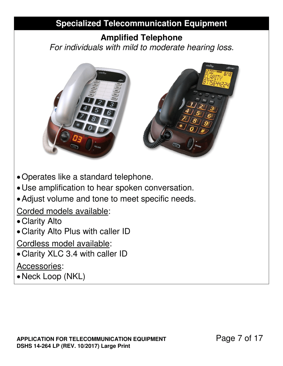 DSHS Form 14-264 LP Application for Telecommunications Equipment - Washington, Page 7