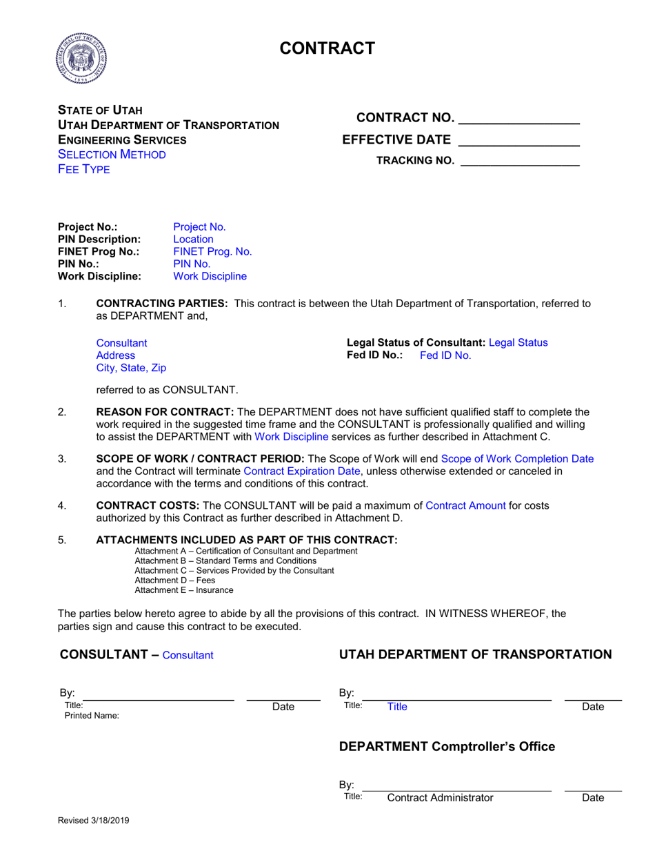 Contract - Utah, Page 1