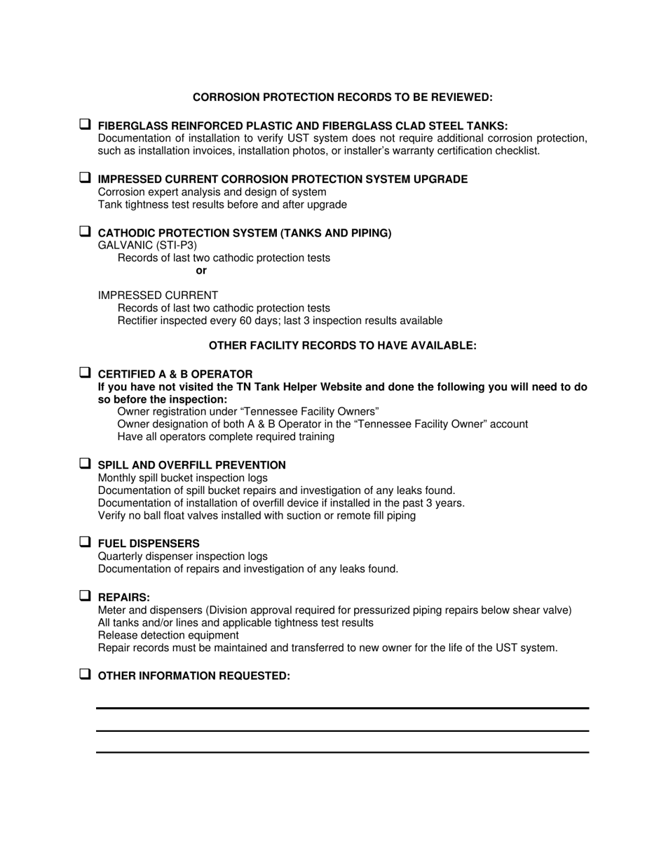 Ust Operations Inspection Checklist - Tennessee, Page 3