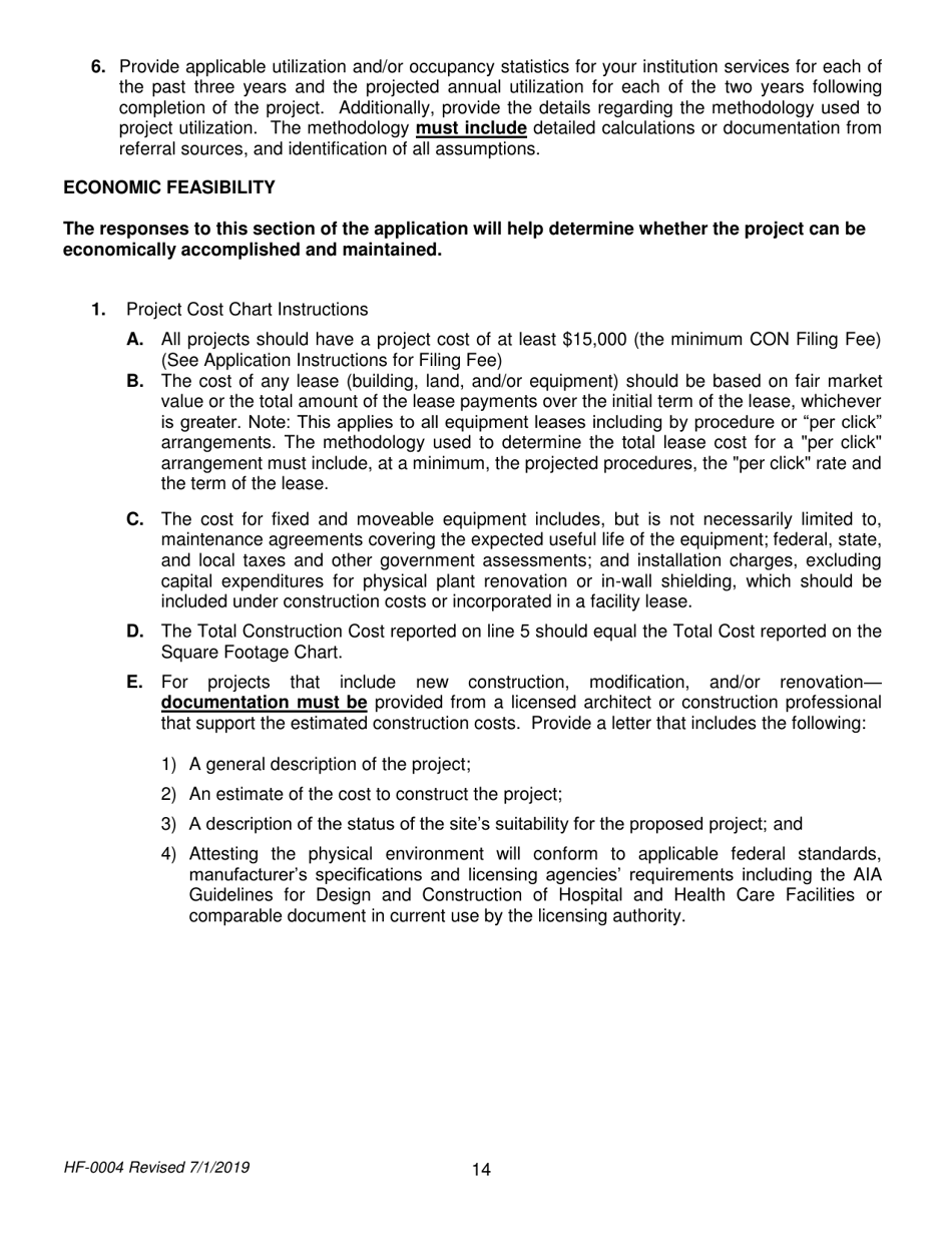 Form HF-0004 Certificate of Need Application - Tennessee, Page 14