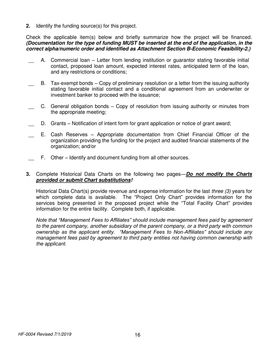 Form HF-0004 Certificate of Need Application - Tennessee, Page 16