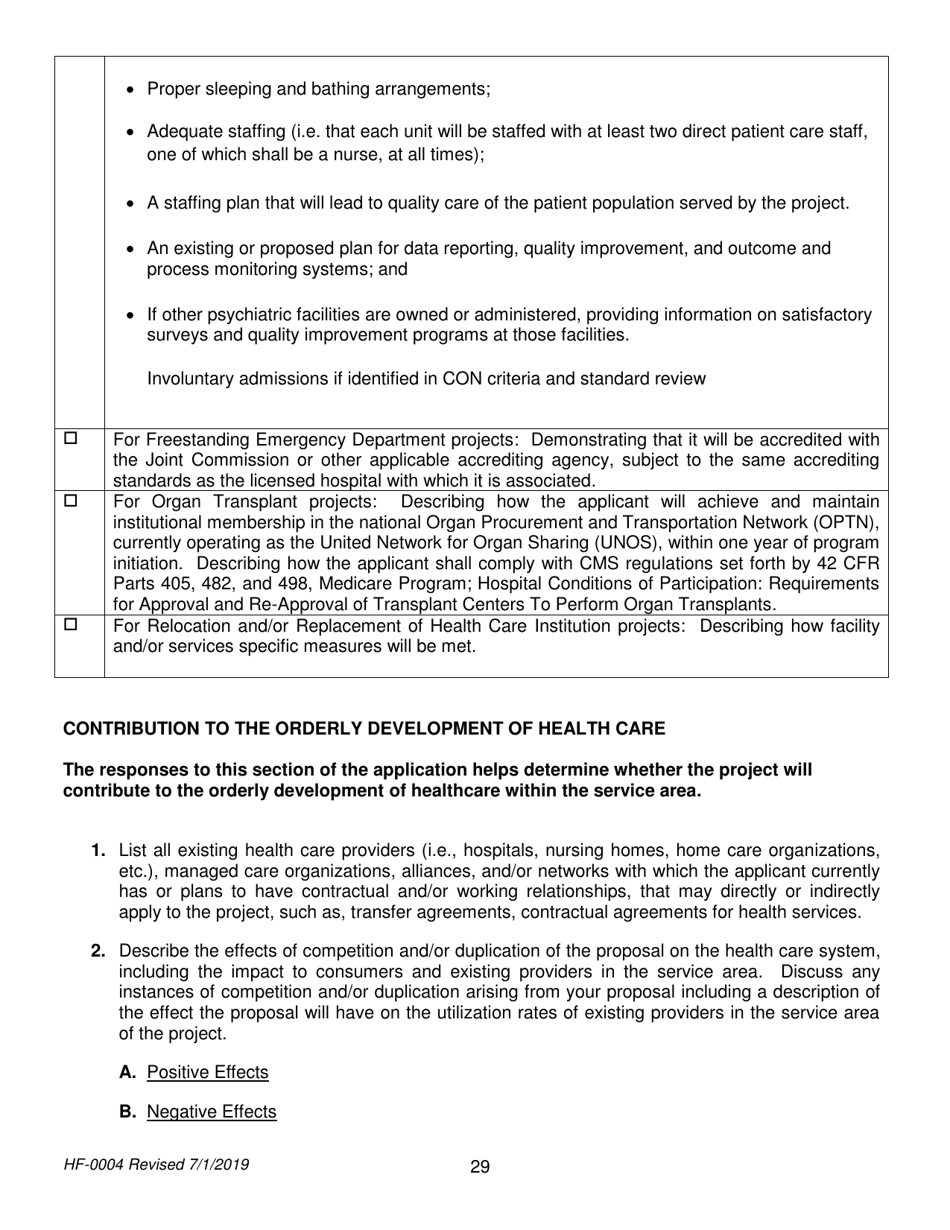 Form HF-0004 Certificate of Need Application - Tennessee, Page 29