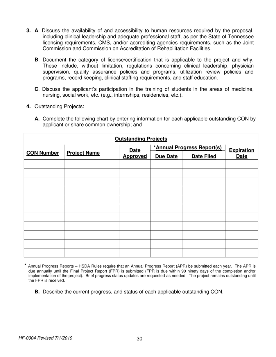 Form HF-0004 Certificate of Need Application - Tennessee, Page 30