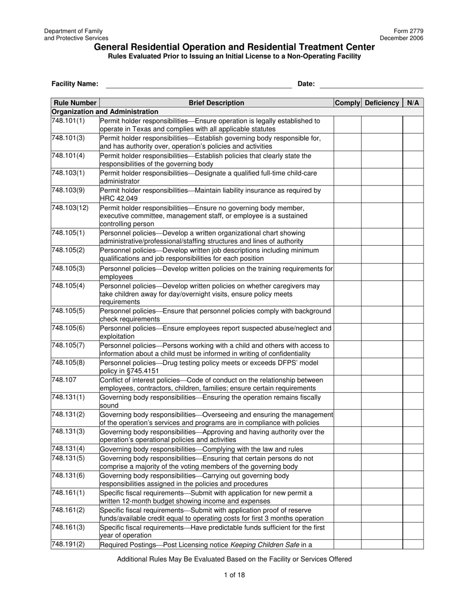 Form 2779 - Fill Out, Sign Online and Download Printable PDF, Texas ...