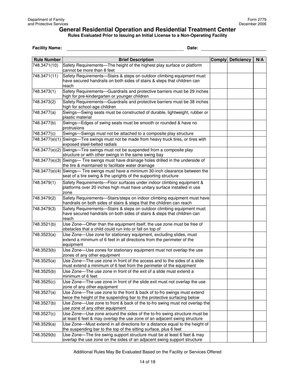 Form 2779 General Residential Operation and Residential Treatment Center - Texas, Page 14