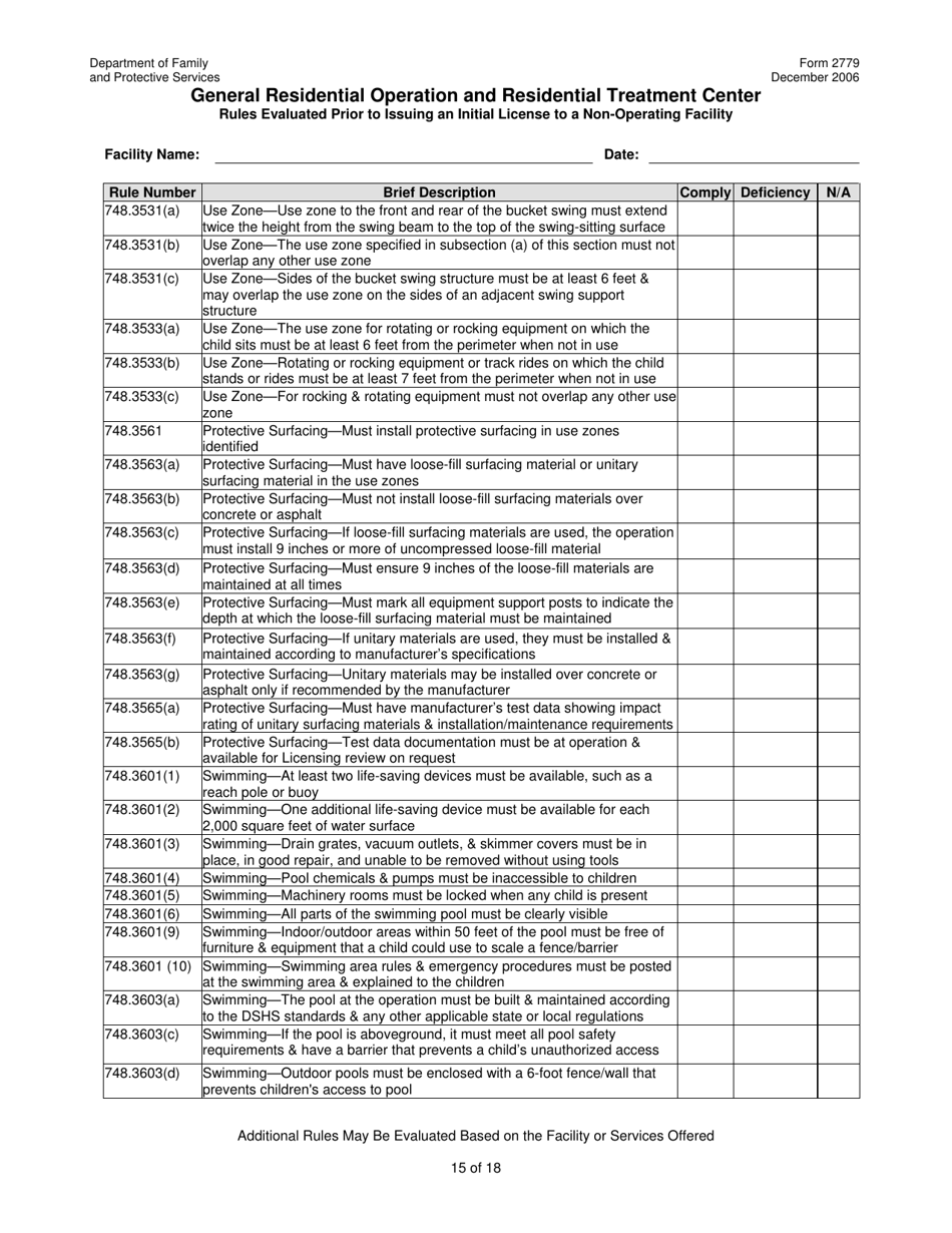 Form 2779 General Residential Operation and Residential Treatment Center - Texas, Page 15