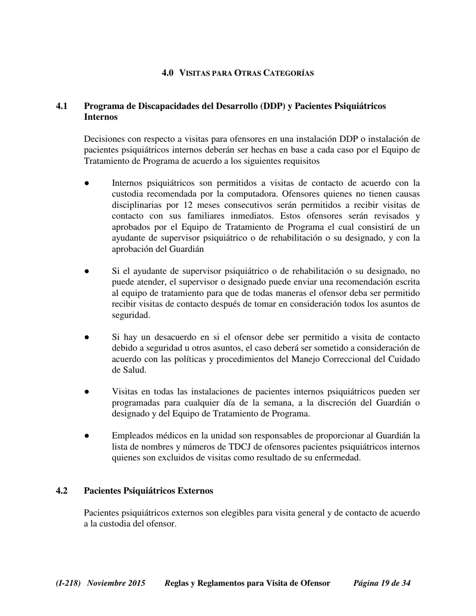 Formulario I-218 Tdcj Plan Visita De Ofensor Afidavit Nino No Victima - Texas (Spanish), Page 19