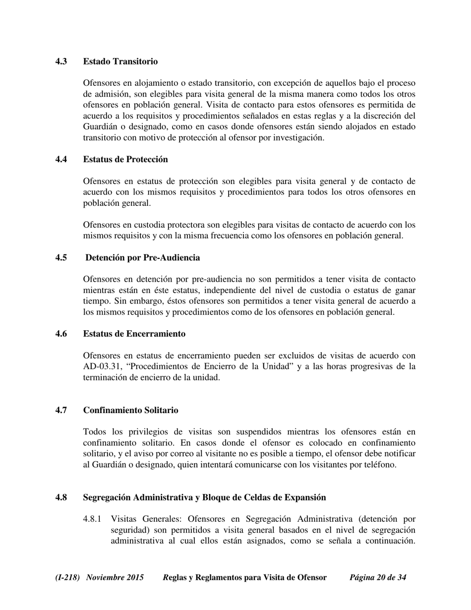 Formulario I-218 Tdcj Plan Visita De Ofensor Afidavit Nino No Victima - Texas (Spanish), Page 20