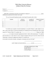 Formulario I-218 Tdcj Plan Visita De Ofensor Afidavit Nino No Victima - Texas (Spanish), Page 34