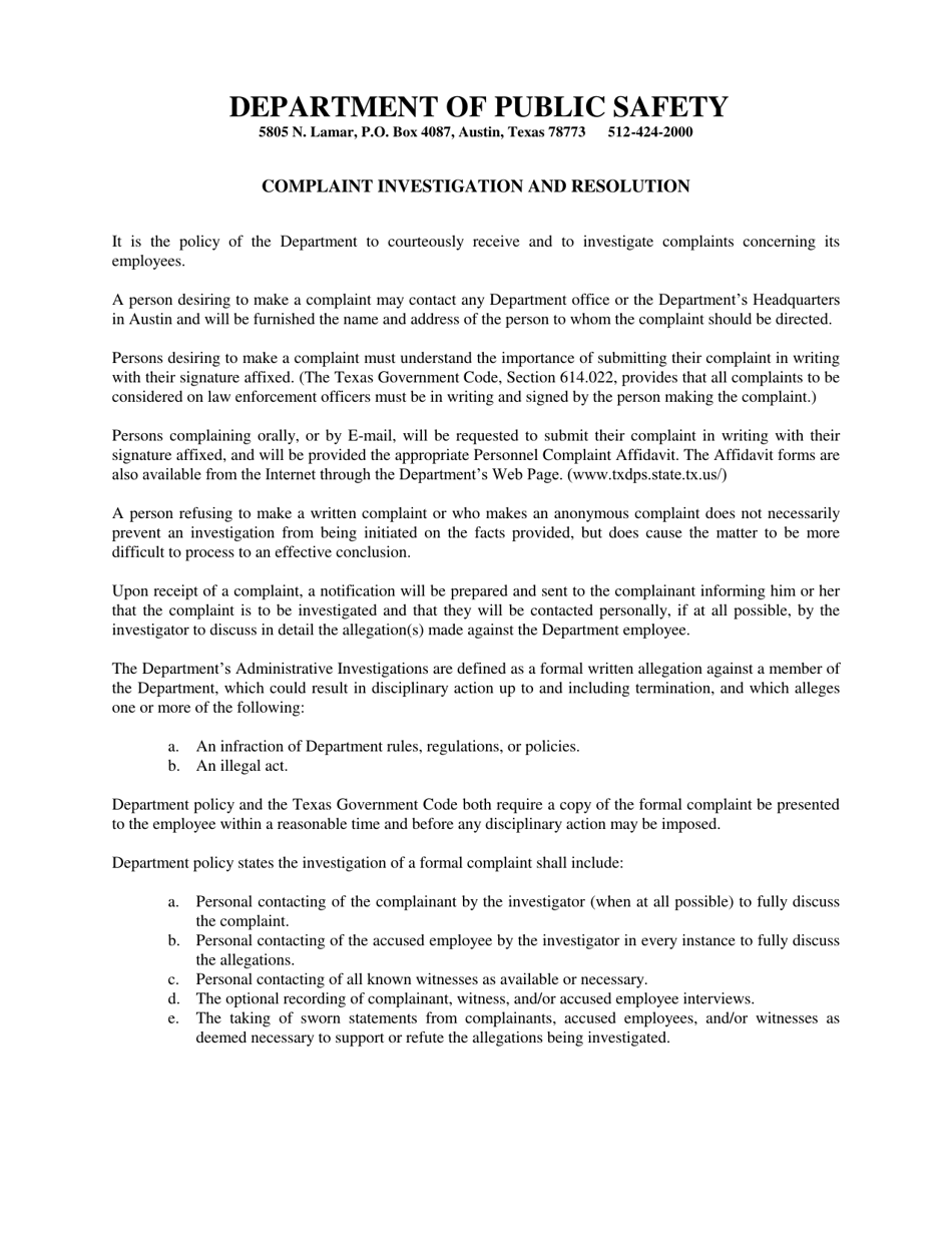 Form OIG-11 Complaint Packet - Over 18 - Texas, Page 4