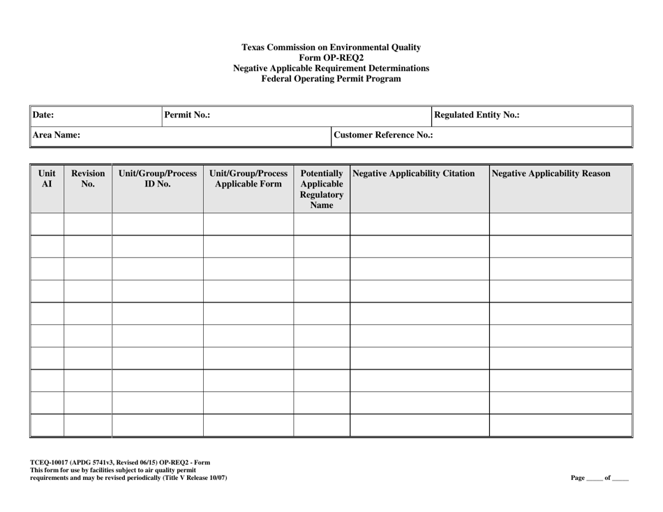 Form TCEQ-10017 (OP-REQ2) Negative Applicable Requirement Determinations - Texas, Page 4