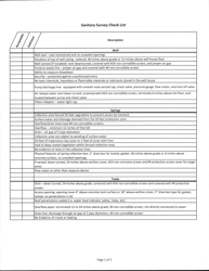 Document preview: Sanitary Survey Check List - Utah