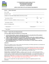 Document preview: Application for Cottage Food Establishment - Utah