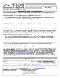 Application to Be Considered for Alternate Lead and Copper Monitoring Schedule - Vermont, Page 2