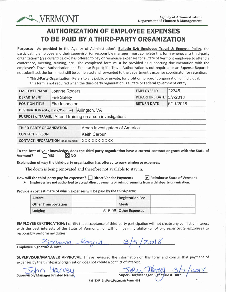 Instructions for Transaction Log - Vermont, Page 13