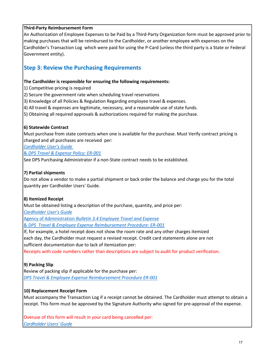 Instructions for Transaction Log - Vermont, Page 17