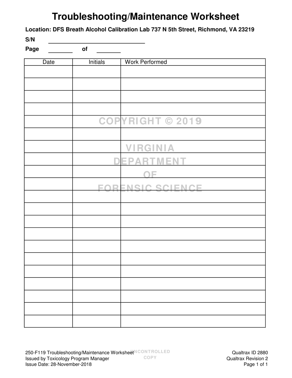 virginia troubleshooting maintenance worksheet download printable pdf templateroller