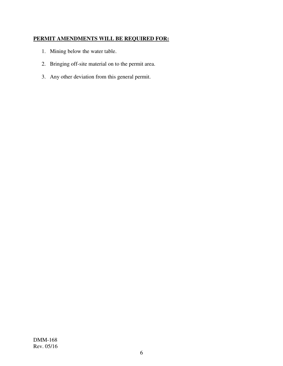 Form DMM-168 General Permit for Sand and Gravel Operations Less Than Ten Acres in Size - Virginia, Page 6