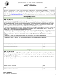 Document preview: DCYF Form 10-290 Policy Agreements - Washington