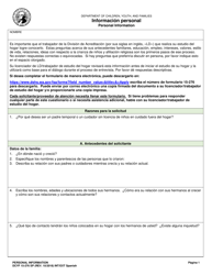 Document preview: DCYF Formulario 15-276 SP Informacion Personal - Washington (Spanish)