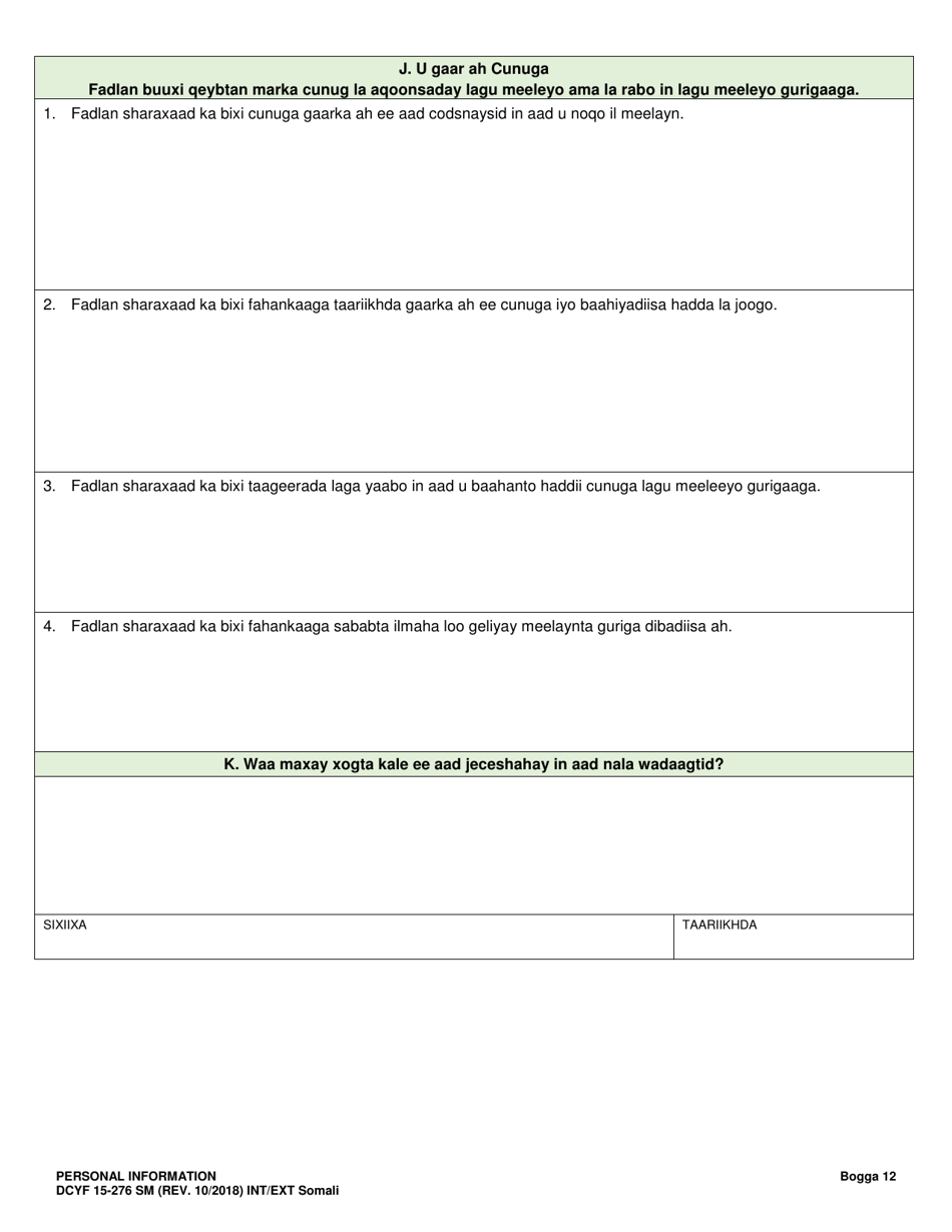 DCYF Form 15-276 Personal Information - Washington (Somali), Page 12