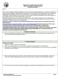 DCYF Form 15-276 Personal Information - Washington (Somali)