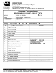 Document preview: Form ECY050-38A Cargo and Passenger Vessel Boarding Checklist " Short Form - Washington