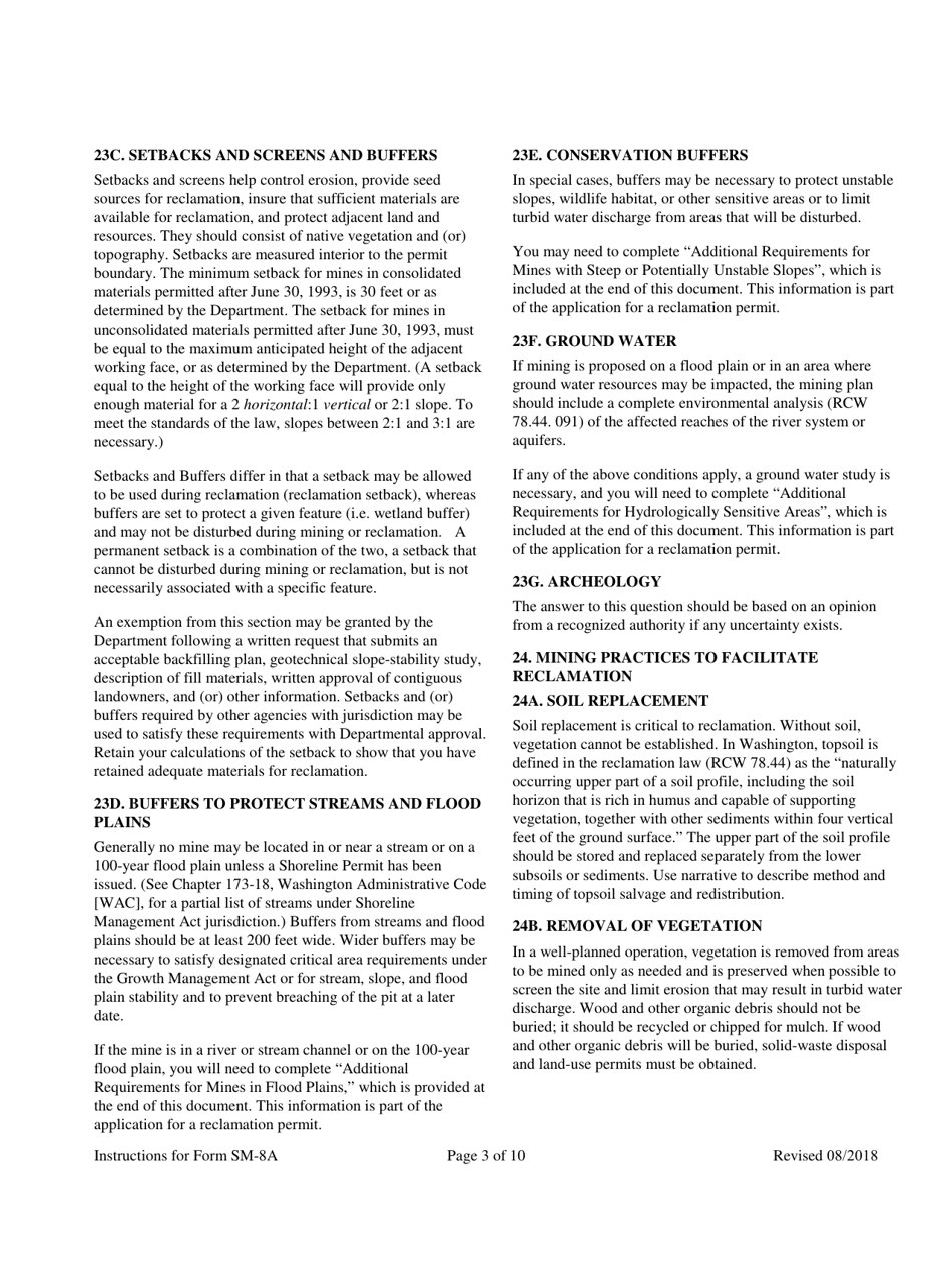 Form SM-8A Application for Reclamation Permit - Washington, Page 3