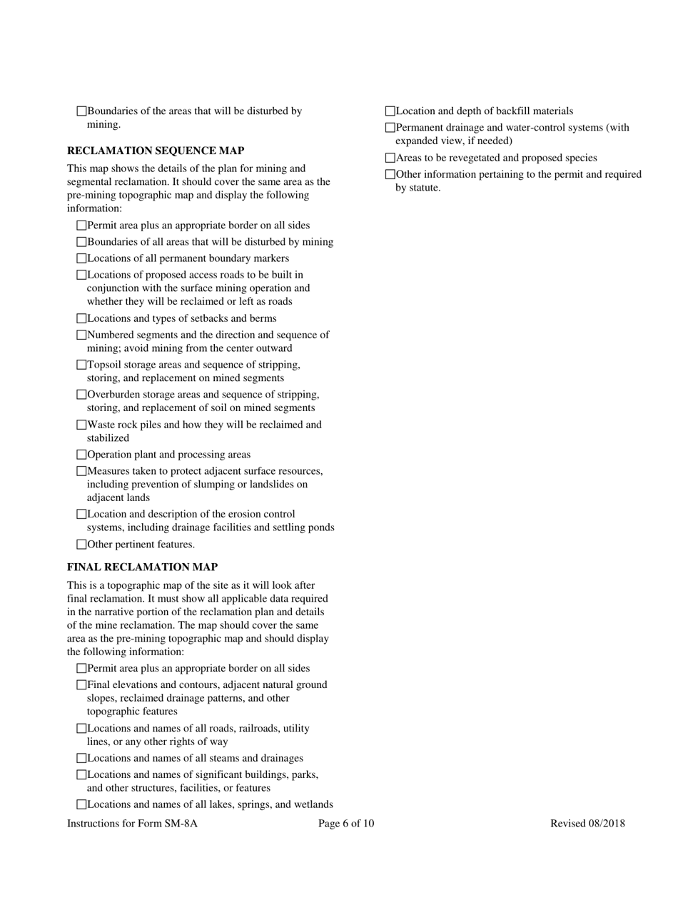 Form SM-8A Application for Reclamation Permit - Washington, Page 6