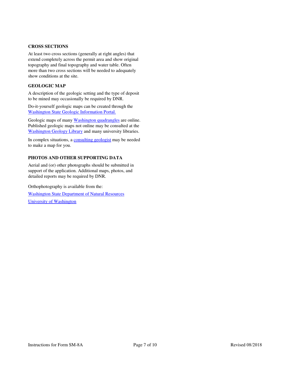 Form SM-8A Application for Reclamation Permit - Washington, Page 7