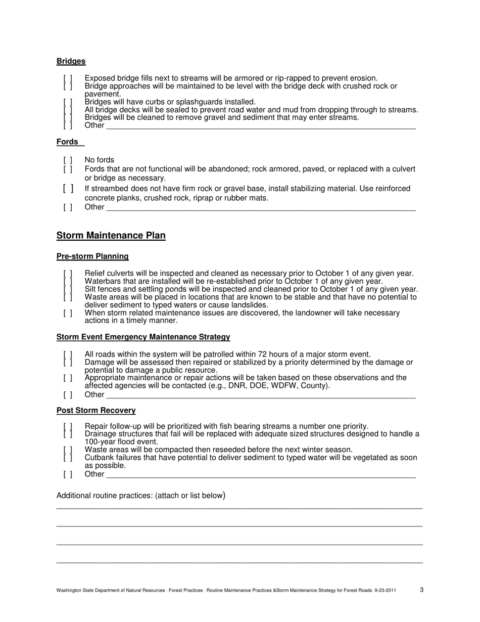 Routine Maintenance Practices and Storm Maintenance Strategy for Forest Roads Under Rmap Obligation - Washington, Page 3