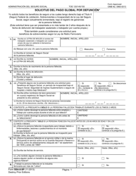 Document preview: Formulario SSA-8-SP Solicitud Del Pago Global Por Defuncion (Spanish)