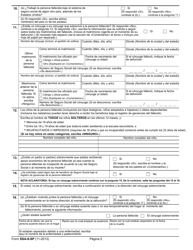 Formulario SSA-8-SP Solicitud Del Pago Global Por Defuncion (Spanish), Page 2