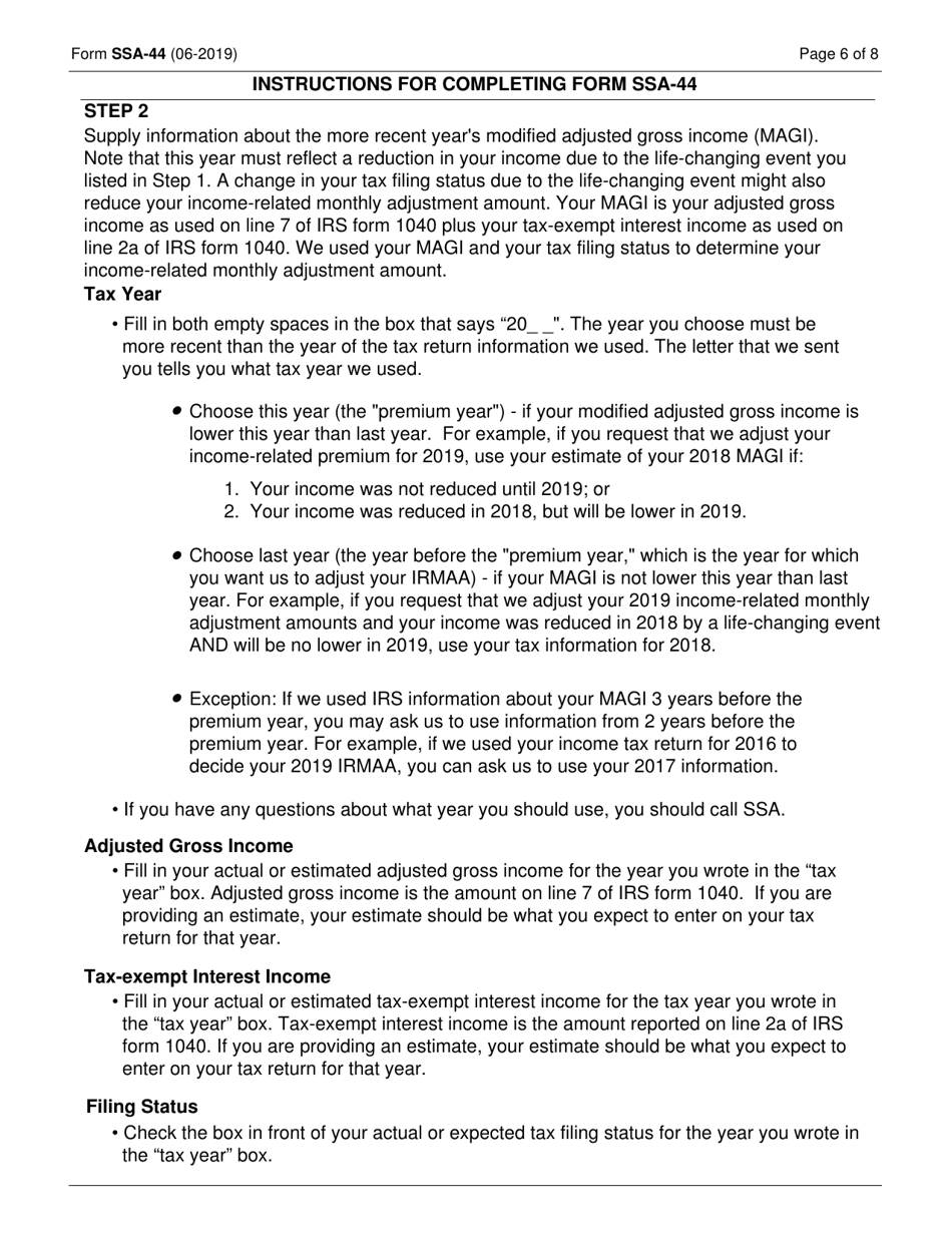 Form SSA-44 Medicare Income-Related Monthly Adjustment Amount - Life-Changing Event, Page 6