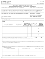 Document preview: Form SSA-783 Statement Regarding Contributions