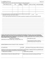 Form SSA-781 Certificate of Responsibility for Welfare and Care of Child Not in Applicant&#039;s Custody, Page 2