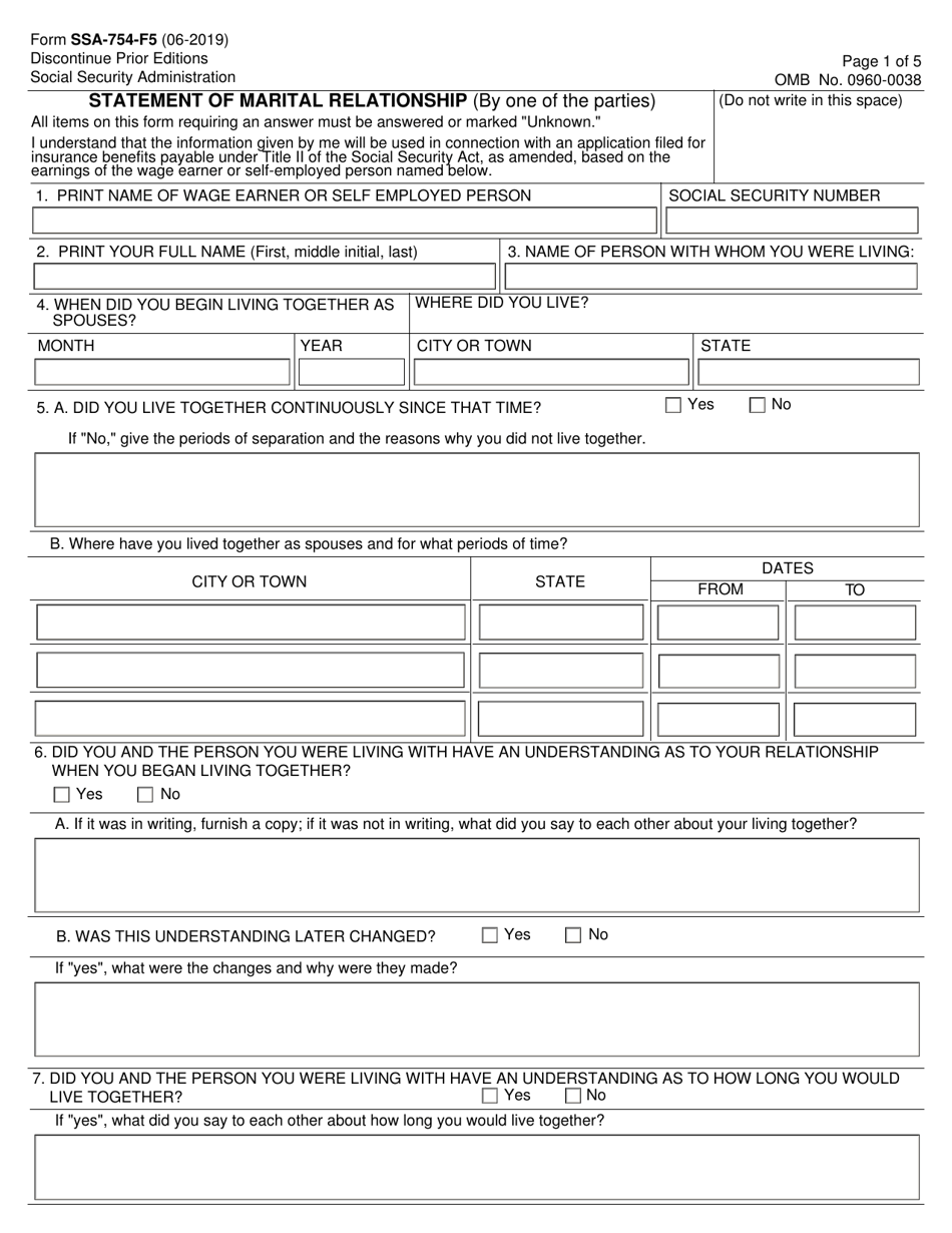 Form SSA-754-F5 - Fill Out, Sign Online and Download Fillable PDF ...