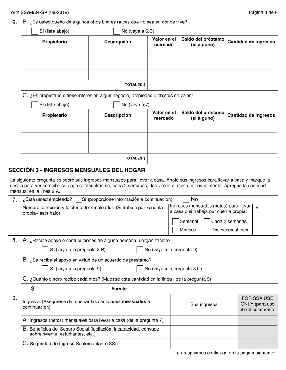 Formulario SSA-634-SP Solicitud De Cambio En La Tasa De Recuperacion De Sobrepago (Spanish), Page 3